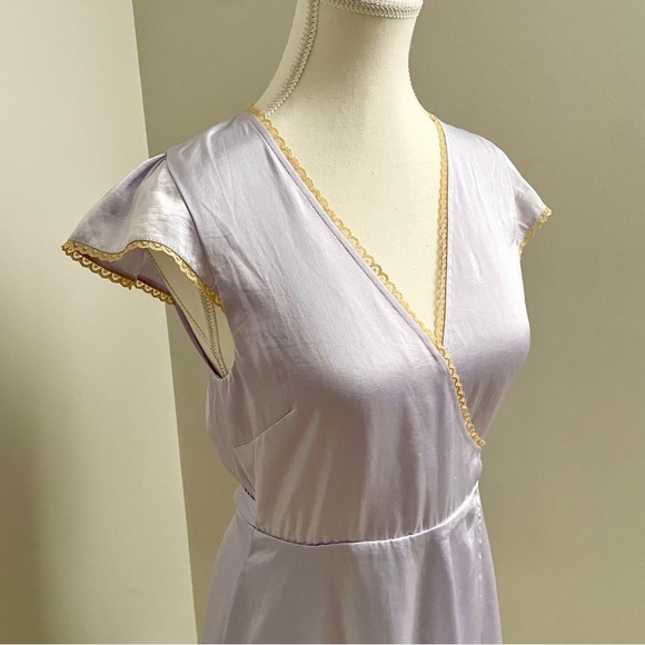 Aritzia Wilfred Mademoiselle Satin Dress Purple Lace Trim Size Small Coquette - Picture 8 of 13